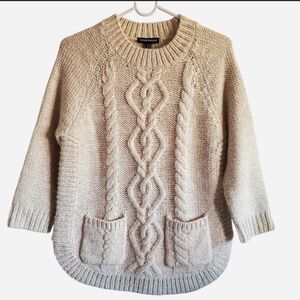 Warehouse Cable knit sweater Wool Blend Size UK 8/ US 4 Twee Preppy Cottage